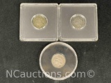 3 United States three-cent nickels 1867, 1872
