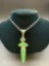 Sterling Silver Green Stone Pendant Necklace