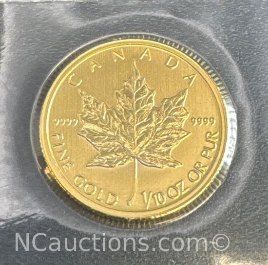 2014 Canadian Maple Leaf 1/10 Oz .9999 Fine Gold Bullion Coin