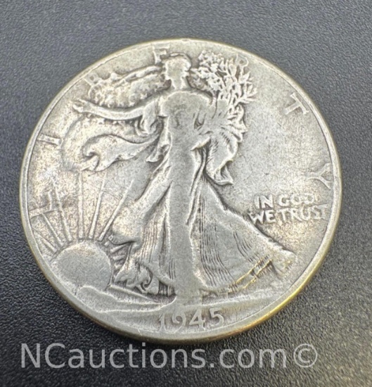 1945 Walking Liberty 90% Silver Half Dollar Coin 12. Grams