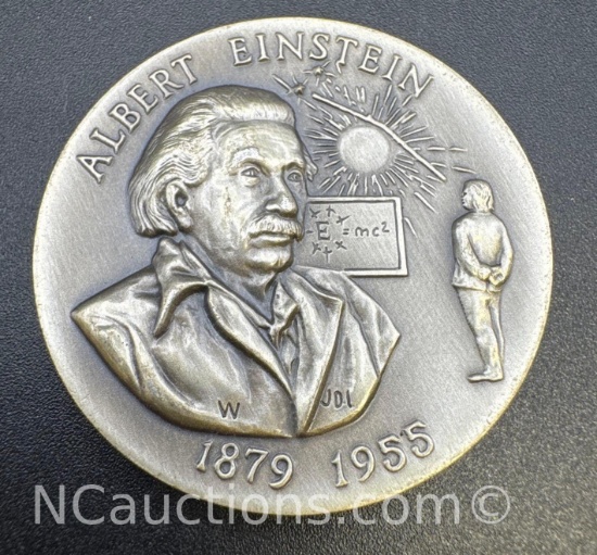 1879-1955 Albert Einstein Sterling Silver Coin 35. Grams