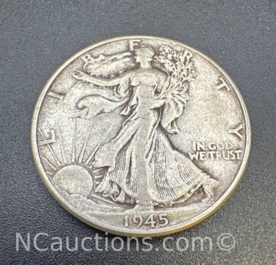 1945 Walking Liberty 90% Silver Half Dollar 12. Grams
