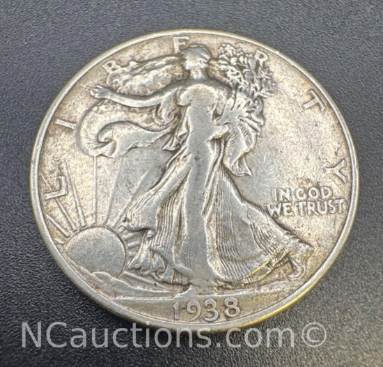 1938 Walking Liberty 90% Silver Half Dollar Coin 12. Grams