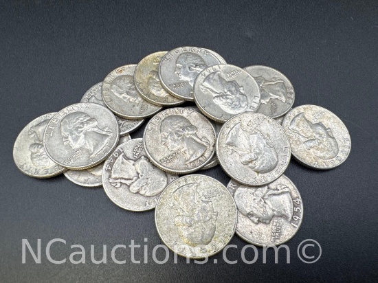 90% Silver Washington Quarters 111. Grams