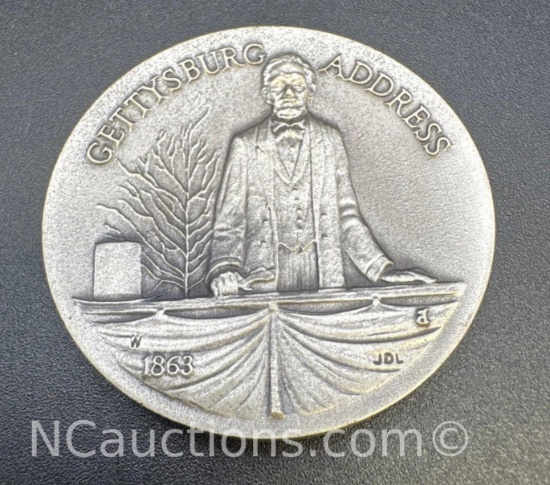 1863 Gettysburg Address Sterling Silver Coin 34. Grams