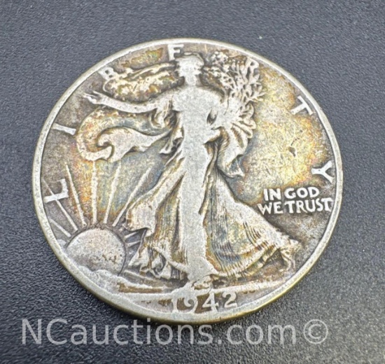 1942 Walking Liberty 90% Silver Half Dollar Coin 12. Grams