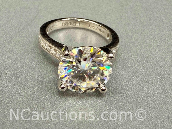 Preveli 925 Sterling Silver 5ct Moissanite Diamond Ring Sz.6 4.3g Total