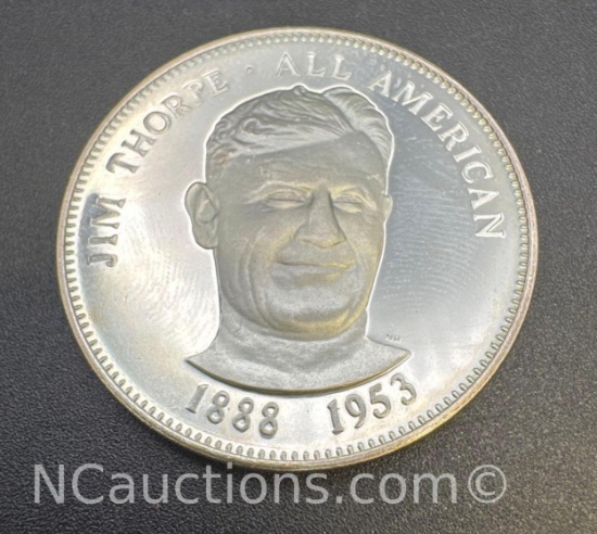 1888-1953 Jim Thorpe All American Sterling Silver Coin 26. Grams