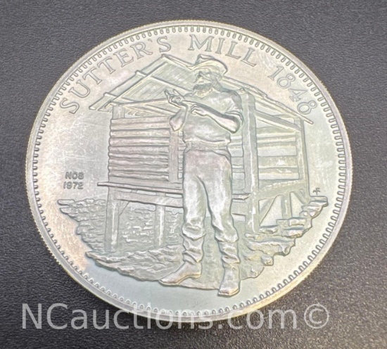 1848 Sutters Mill Sterling Silver Coin 26. Grams
