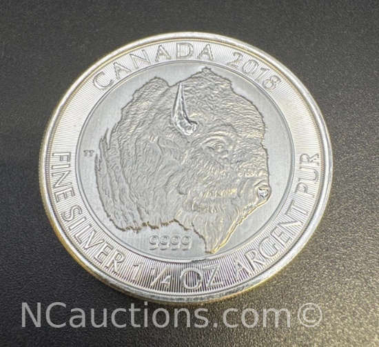 2018 Canadian Buffalo 1 1/4 Oz .9999 Fine Silver Bullion Coin