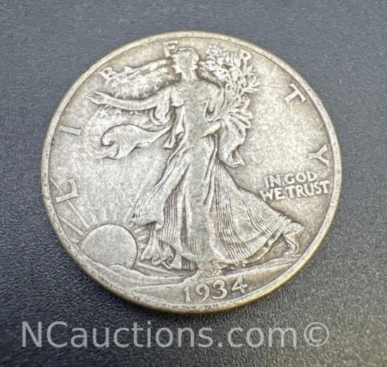 1934-D Walking Liberty 90% Silver Half Dollar Coin 12. Grams