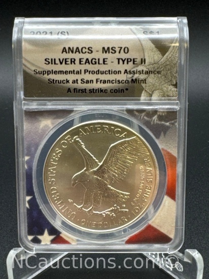 ANACS MS70 2021-S American Silver Eagle