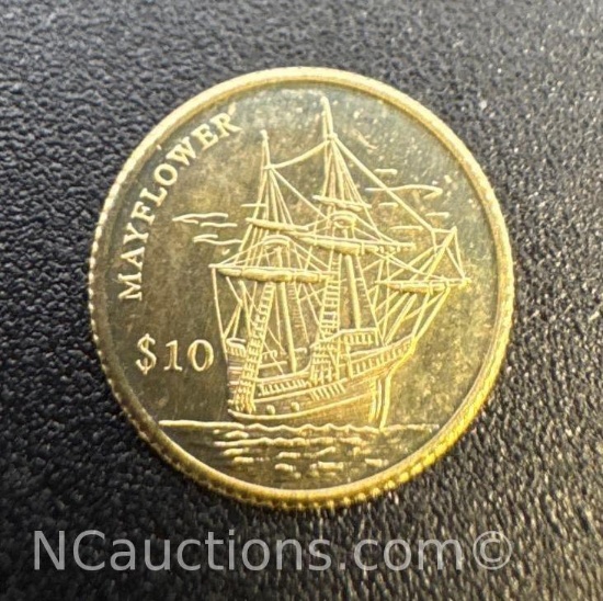 2000 Mayflower 14k Gold $10 Coin 0.51 Grams