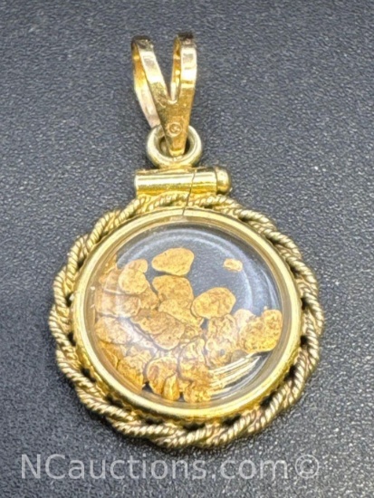 Gold Flakes 14k Gold Pendant 1.80 Grams