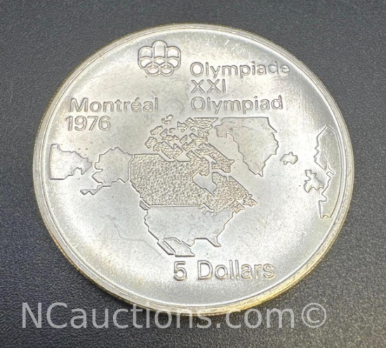 1976 Montreal Olympics Olympiad 90% Silver $5 Coin 24. Grams