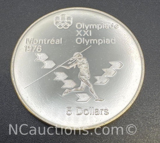 1976 Montreal Olympics XXI Olympiad 90% Silver Coin 24. Grams