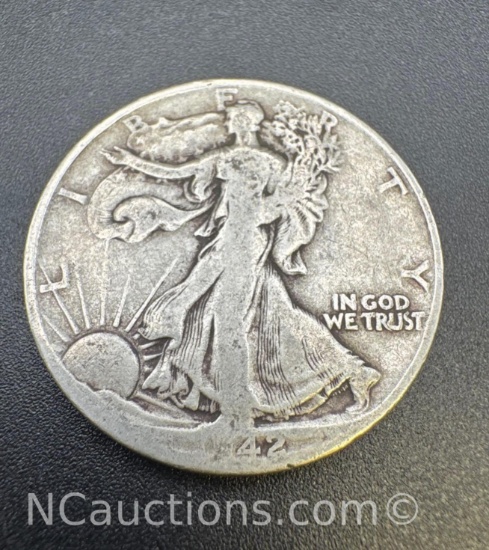 1942-S Walking Liberty 90% Silver Half Dollar Coin 12. Grams