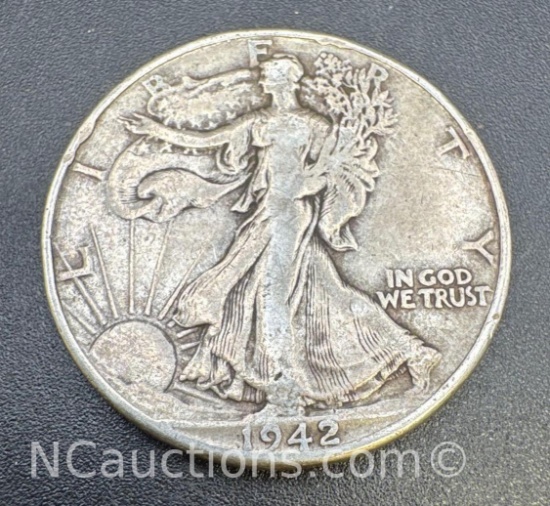 1942-D Walking Liberty 90% Silver Half Dollar Coin 12. Grams