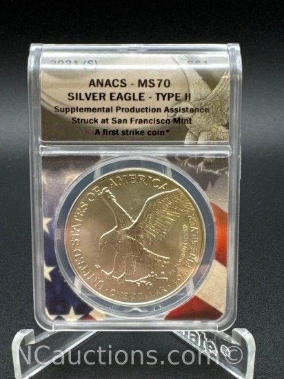 ANACS MS70 2021-S American Silver Eagle