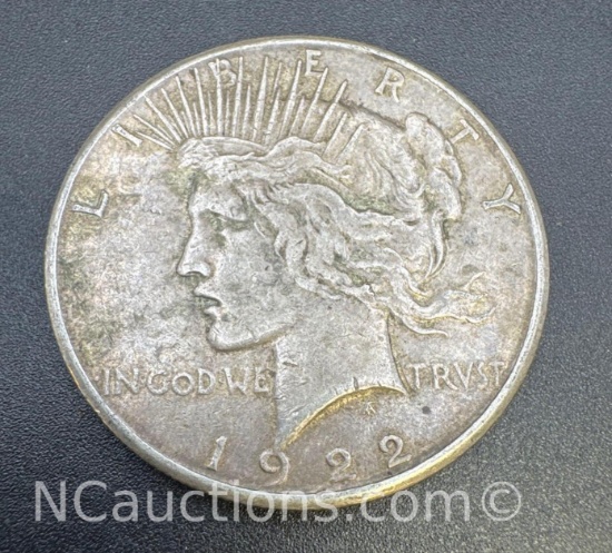 1922-S Silver Peace Dollar 90% Silver Coin 26. Grams