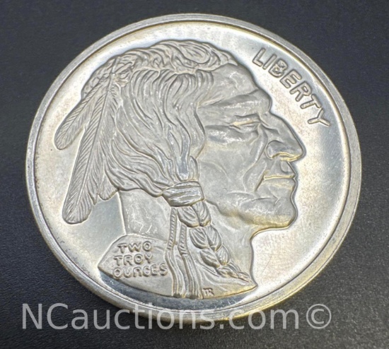 2 Troy Oz .999 Fine Silver Indian Head Bullion Coin
