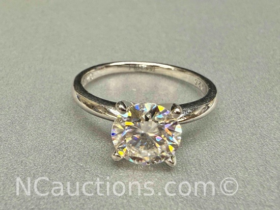 Preveli 925 Sterling Silver 1ct Moissanite Diamond Ring sz6.5 2g Total