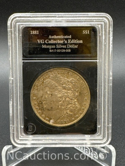 1881 Authenticated Morgan Silver Dollar Coin