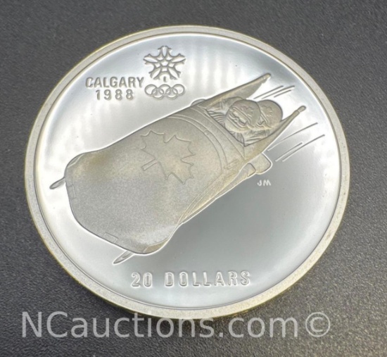 1988 Calgary Olympics 90% Silver $20 Coin