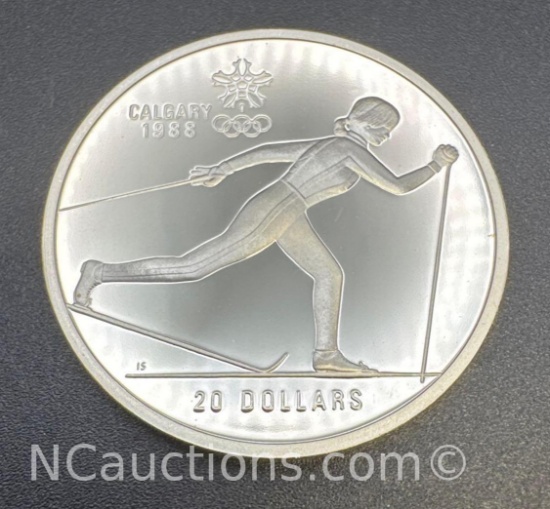 1988 Calgary Olympics Cross Country 90% Silver $20 Coin 33. Grams