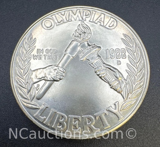 1988 Uncirculated 90% Silver Olympiad Dollar Coin 26. Grams