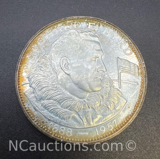 Richard E Byrd Flight Over The North And South Pole 90% Silver Coin 26. Grams