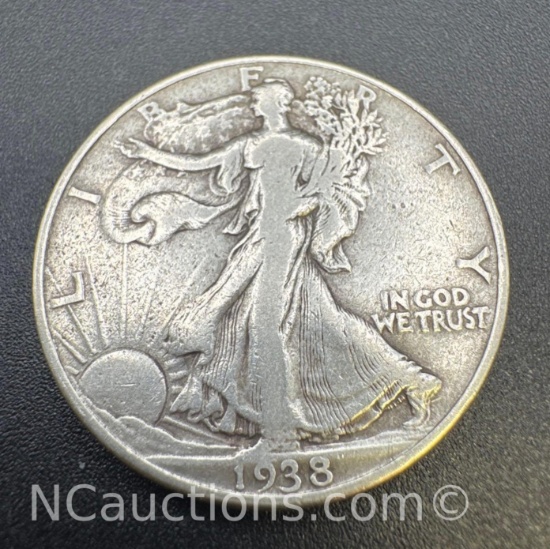 1938 Walking Liberty 90% Silver Half Dollar Coin 12. Grams
