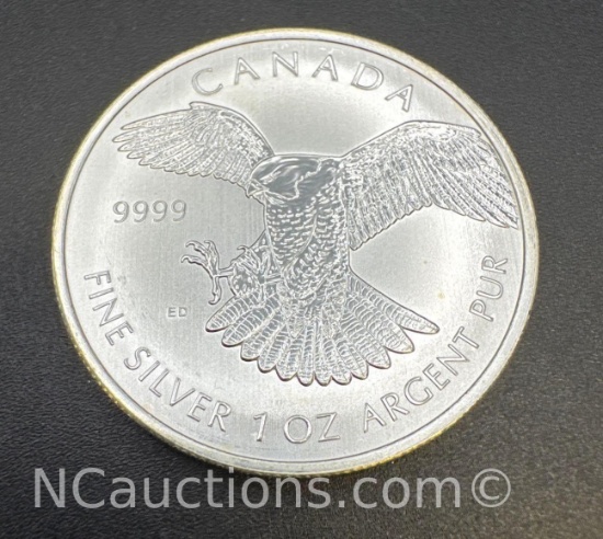2014 Canadian Hawk 1 Troy Oz .9999 Fine Silver Bullion Coin