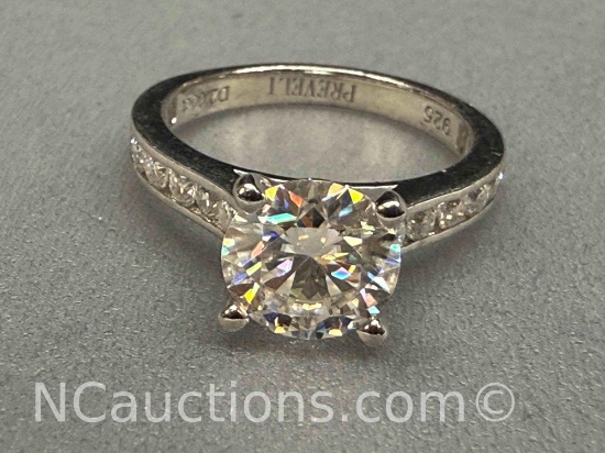 Preveli 925 Sterling Silver 2ct Moissanite Diamond Ring sz6 2g Total