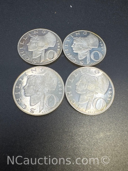 Austria 10 Schilling 64% Silver Coins