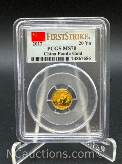 PCGS MS70 1st Strike China Gold Panda 1/20 Oz Gold coin