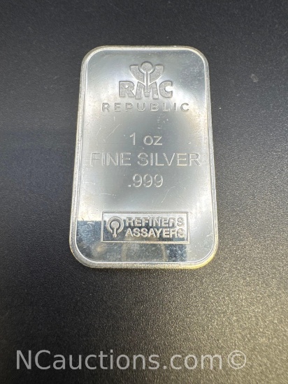 RMC Republic 1 Troy Oz .999 Fine Silver Bullion Bar