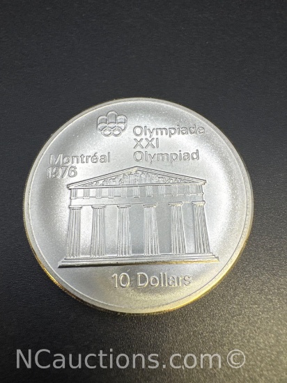 1976 Montreal Olympics Olympiad 90% Silver $10 Coin
