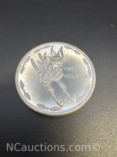 1 Troy Oz .999 Fine Silver Happy Holidays Bullion Coin