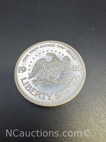 1985 A-Mark 1 Troy Oz .999 Fine Silver Eagle Bullion Coin