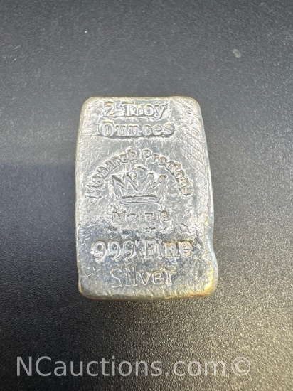 Monarch Precious Metals 2 Troy Oz .999 Fine Silver Bullion Bar