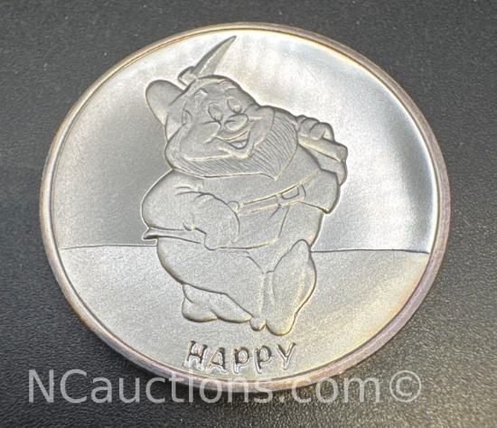 Disney 1 Troy Oz .999 Fine Silver Happy Bullion Coin