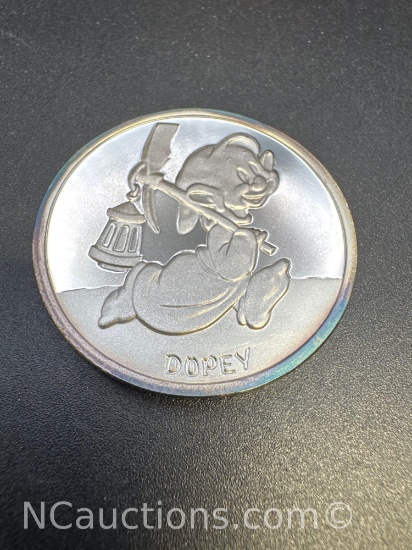 Disney 1 Troy Oz .999 Fine Silver Dopey Bullion Coin