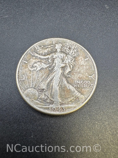 1945 Walking Liberty 90% Silver Half Dollar Coin