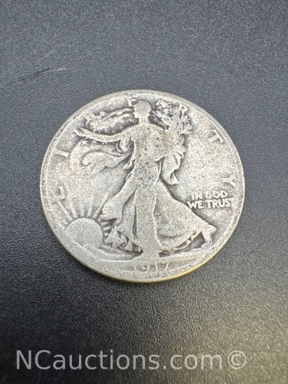 1917 Walking Liberty 90% Silver Half Dollar Coin