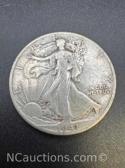 1941 Walking Liberty 90% Silver Half Dollar Coin