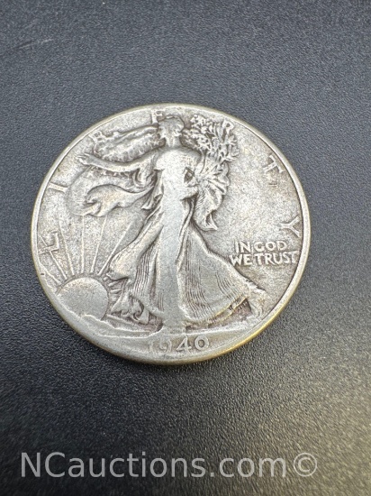 1940 Walking Liberty 90% Silver Half Dollar Coin