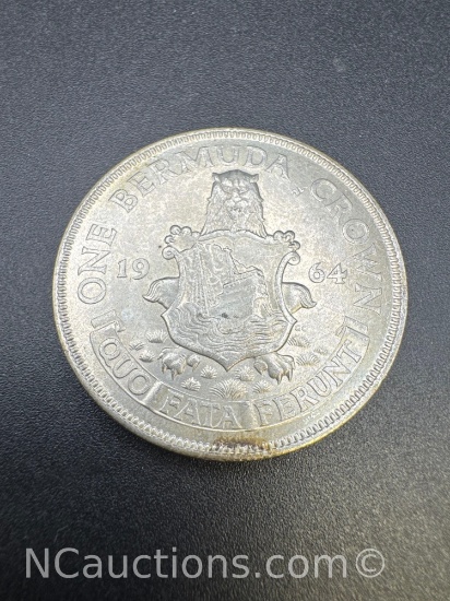 1964 Bermuda One Crown 50% Silver Coin
