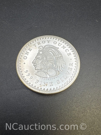 1 Troy Oz .999 Fine Silver Aztec calendar Bullion Coin