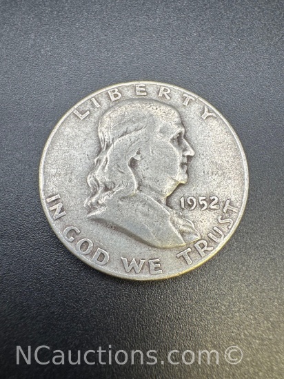 1952 Ben Franklin 90% Silver Half Dollar Coin